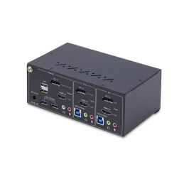 StarTech.com Switch KVM de 2 Puertos DisplayPort HDMI - Conmutador KVM de Dos Monitores - Hub Ladrón USB 2 Puertos 5Gbps - 2