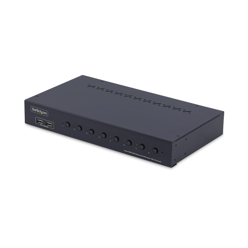 StarTech.com 8 Port HDMI KVM Switch, 1HE Rackmount Satz, 4K 60Hz HDMI 2.0, KVM Umschalter, 4-Port USB Hub, Taste Hotkey, HDMI
