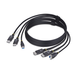 StarTech.com Cable KVM DisplayPort de Doble Pantalla con USB 5Gbps de 1,8m - 4K 60Hz - DP 1.2 - Cable para Conmutador KVM para
