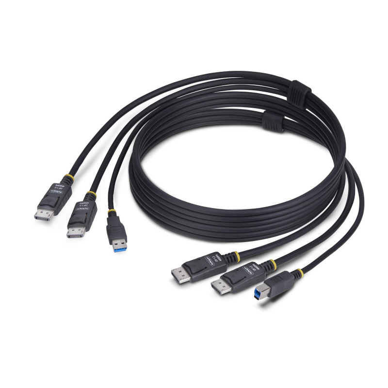 StarTech.com Cable KVM DisplayPort de Doble Pantalla con USB 5Gbps de 1,8m - 4K 60Hz - DP 1.2 - Cable para Conmutador KVM para