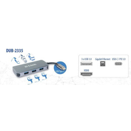 D-Link DUB-2335 Cablato USB tipo-C Grigio