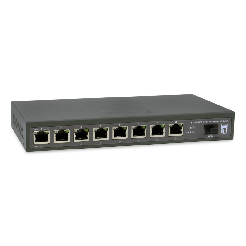 LevelOne GEP-0925 switch No administrado 2.5G Ethernet (100 1000 2500) Energía sobre Ethernet (PoE) Negro LevelOne GEP-0925 switch No administrado 2.5G Ethernet (100 1000 2500) Energía sobre Ethernet (PoE) Negro