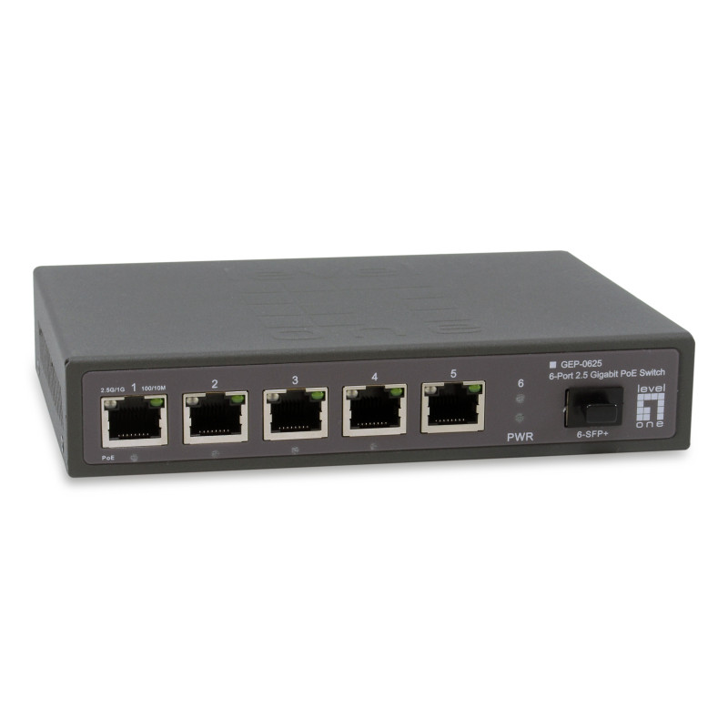 LevelOne GEP-0625 network switch Unmanaged 2.5G Ethernet (100 1000 2500) Power over Ethernet (PoE) Black LevelOne GEP-0625 network switch Unmanaged 2.5G Ethernet (100 1000 2500) Power over Ethernet (PoE) Black