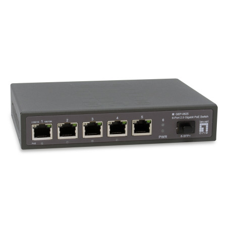 LevelOne GEP-0625 network switch Unmanaged 2.5G Ethernet (100 1000 2500) Power over Ethernet (PoE) Black