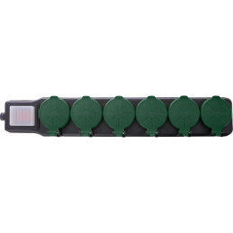 InLine 16496T power extension 393.7" (10 m) 6 AC outlet(s) Indoor outdoor Black, Green