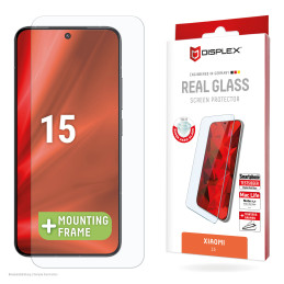 Displex Panzerglas (10H, 2D) für Xiaomi 15, Eco-Montagerahmen, kratzer-resistent