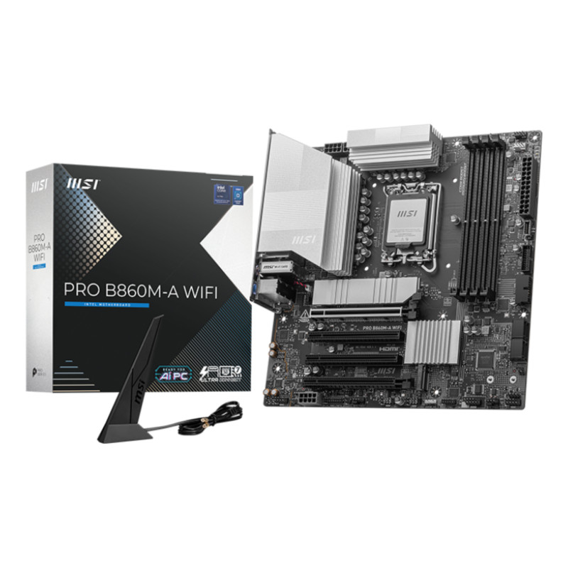 MSI PRO B860M-A WIFI placa base Intel B860 LGA 1851 (Socket V1) micro ATX MSI PRO B860M-A WIFI placa base Intel B860 LGA 1851 (Socket V1) micro ATX