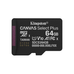 Kingston Technology 64GB microSDXC Canvas Select Plus Gen3 100MB s A1 (Einschließlich SD Adapter)