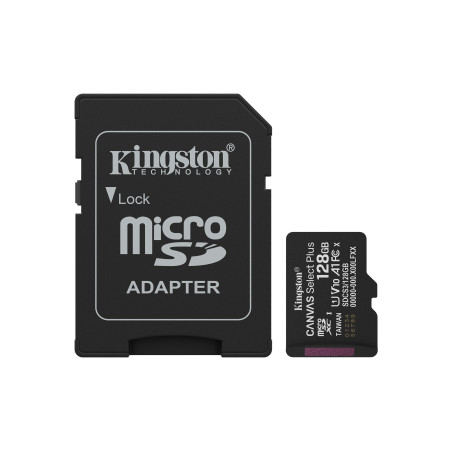 Kingston Technology 128GB microSDXC Canvas Select Plus Gen3 150MB s A1 (Einschließlich SD Adapter)