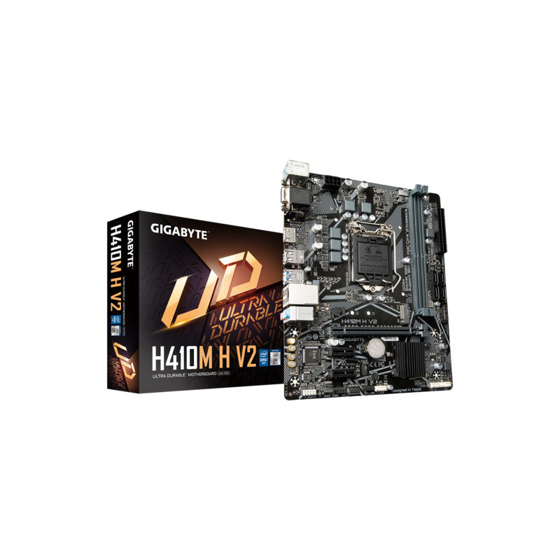 GIGABYTE H410M H V2 Carte mère - Compatible avec processeurs Intel Core 10th CPUs, up to 2933MHz DDR4, 1xPCIe 3.0 M.2, GbE LAN, GIGABYTE H410M H V2 Carte mère - Compatible avec processeurs Intel Core 10th CPUs, up to 2933MHz DDR4, 1xPCIe 3.0 M.2, GbE LAN,
