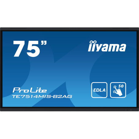 iiyama PROLITE TE7514MIS-B2AG Pannello piatto per segnaletica digitale 190,5 cm (75") LCD Wi-Fi 435 cd m² 4K Ultra HD Nero