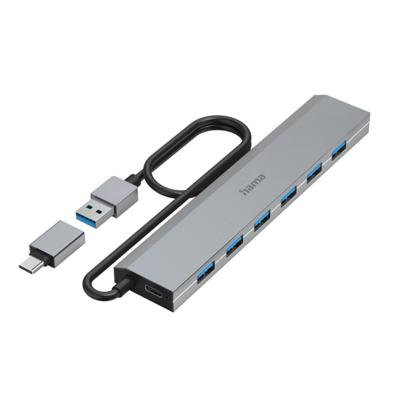 Hama 00200137 hub & concentrateur USB 3.2 Gen 1 (3.1 Gen 1) Type-A + Type-C 5000 Mbit s Anthracite