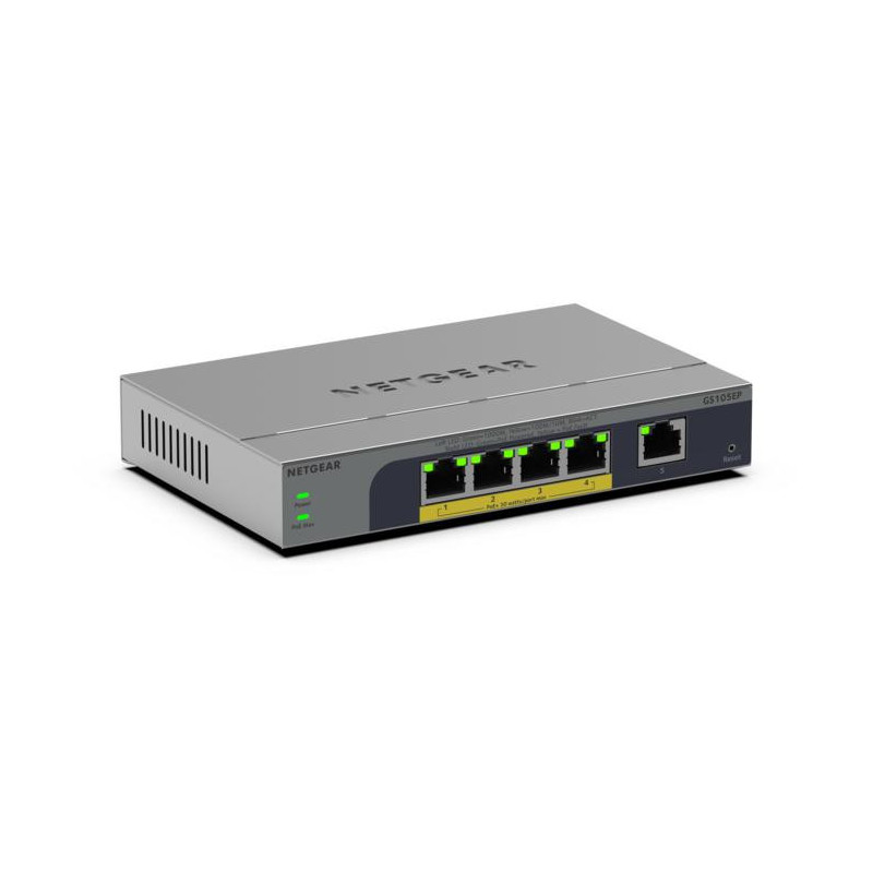 NETGEAR GS105EP Non gestito Gigabit Ethernet (10 100 1000) Supporto Power over Ethernet (PoE) Grigio NETGEAR GS105EP Non gestito Gigabit Ethernet (10 100 1000) Supporto Power over Ethernet (PoE) Grigio