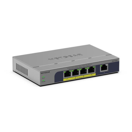NETGEAR GS105P Non gestito Gigabit Ethernet (10 100 1000) Supporto Power over Ethernet (PoE) Montaggio da desktop parete Grigio