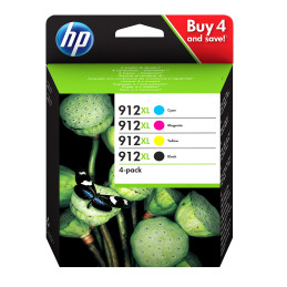 HP 912XL 4-pack Black Cyan Magenta Yellow Original Ink Cartridges cartucho de tinta 4 pieza(s) Alto rendimiento (XL) Negro,