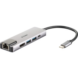 D-Link DUB-M520 base para portátil y replicador de puertos Alámbrico Thunderbolt 3 Aluminio