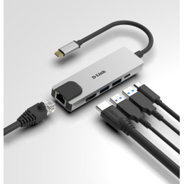 D-Link DUB-M520 base para portátil y replicador de puertos Alámbrico Thunderbolt 3 Aluminio