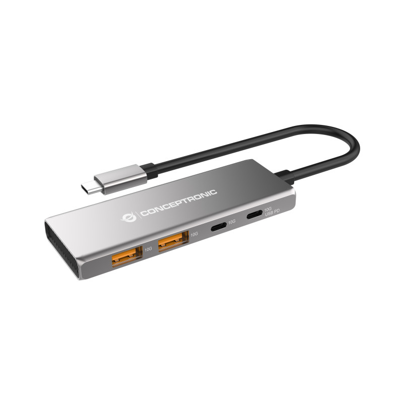 Conceptronic HUBBIES15G Schnittstellen-Hub USB 3.2 Gen 2 (3.1 Gen 2) Type-C 10000 Mbit s Grau