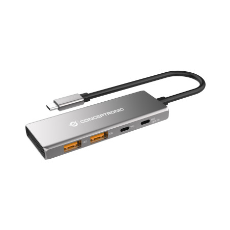 Conceptronic HUBBIES15G interface hub USB 3.2 Gen 2 (3.1 Gen 2) Type-C 10000 Mbit s Gray