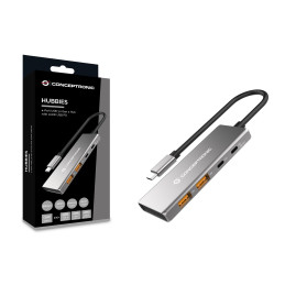 Conceptronic HUBBIES15G interface hub USB 3.2 Gen 2 (3.1 Gen 2) Type-C 10000 Mbit s Gray