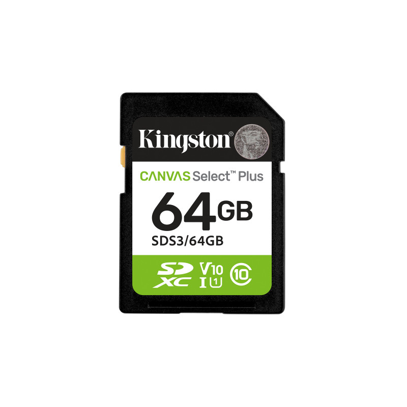 Kingston Technology 64 Go SDXC Canvas Select Plus Gen3 100 Mo s C10 UHS-I U1 V10
