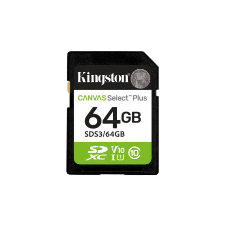 Kingston Technology 64 Go SDXC Canvas Select Plus Gen3 100 Mo s C10 UHS-I U1 V10