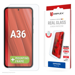 Displex Panzerglas (10H, 2D) für Samsung Galaxy A36, Eco-Montagerahmen, kratzer-resistent