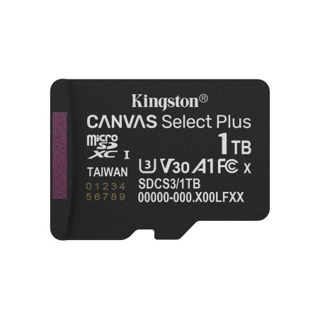 Kingston Technology 1TB micSDXC Canvas Select Plus Gen3 150R A1 (Ohne SD-Adapter)