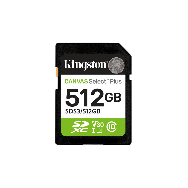 Kingston Technology 512 Go SDXC Canvas Select Plus Gen3 150 Mo s C10 UHS-I U3 V30