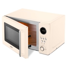 MEDION 800 W Leistung, 20 L kompakt, 5 Mikrowellenstufen, Auftaufunktion, Timerfunktion, stilvolles Retro-Design