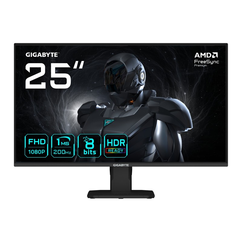 GIGABYTE GS25F2 Monitor Gaming 25" FHD - 1920 x 1080, 200Hz, 1ms, 300 cd m², Display HDR 10, HDMI 2.0, DisplayPort 1.4 GIGABYTE GS25F2 Monitor Gaming 25" FHD - 1920 x 1080, 200Hz, 1ms, 300 cd m², Display HDR 10, HDMI 2.0, DisplayPort 1.4