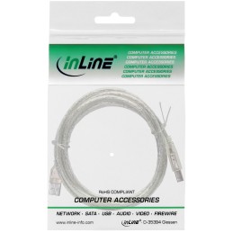InLine 34503T cable USB USB 2.0 0,3 m USB A USB B Transparente