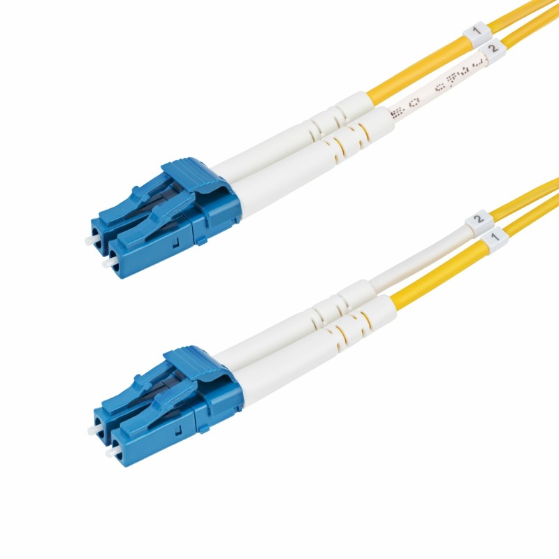 StarTech.com Câble Fibre Optique de 2m Duplex Monomode LC à LC (UPC) OS2, 9 125µm, 100G, Cordon Fibre Optique, Insensible à la