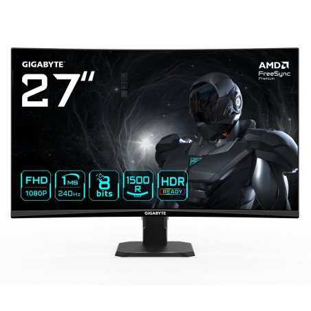 GIGABYTE GS27FC2 Monitor Gaming Curvo 27" FHD - 1920 x 1080, 240Hz, 1ms, 350 cd m², HDR Ready, HDMI 2.0, Displayport 1.4
