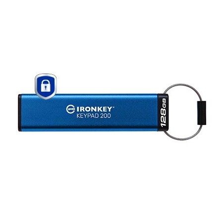 Kingston Technology IronKey Keypad 200 de 128 Go, FIPS 140-3 niveau 3 (en attente), chiffrement AES-256