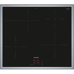 Siemens iQ300 EH645BFB6E piano cottura Nero, Acciaio inox Da incasso 60 cm Piano cottura a induzione 4 Fornello(i)