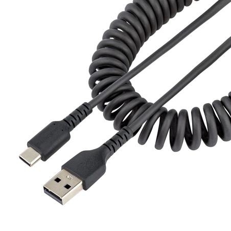 StarTech.com Cable de 50cm de Carga USB A a USB C, Cable USB Tipo C Rizado de Carga Rápida y Servicio Pesado, Cable USB 2.0 A a