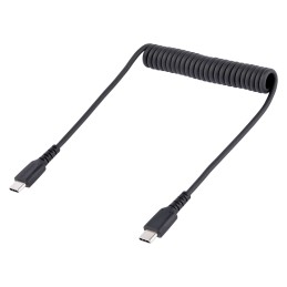 StarTech.com Cable de 50cm de Carga USB C a USB C, Cable USB Tipo C Rizado de Carga Rápida y Servicio Pesado, Cable USB 2.0
