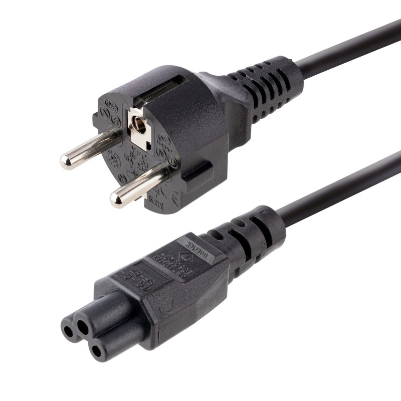 StarTech.com 3 m Laptop Stromkabel, EU Schuko auf C5 Stecker, 2.5A 250V, 18AWG, Laptop Ersatz Stromkabel Ladekabel, Netzkabel