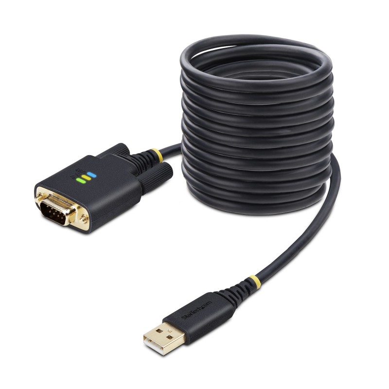 StarTech.com Cable Adaptador USB a Serie de 3m - Retención COM - FTDI - USB a DB9 RS232 Serial - Tornillos Intercambiables -