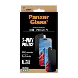 PanzerGlass ® 2-Way Privacy Screen Protector iPhone 17 | iPhone 16 Pro | Ultra-Wide Fit w. EasyAligner Pellicola