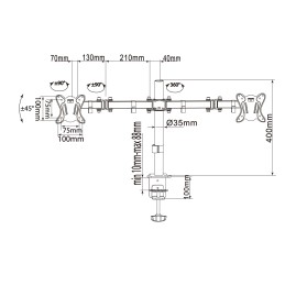 Equip 650152 Soporte articulado de sobremesa para dos monitores de 13"-27