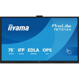 iiyama TE7513A-B1AG signage display Interactive flat panel 75" Wi-Fi 500 cd m² 4K Ultra HD Black Touchscreen Built-in processor iiyama TE7513A-B1AG signage display Interactive flat panel 75" Wi-Fi 500 cd m² 4K Ultra HD Black Touchscreen Built-in processor