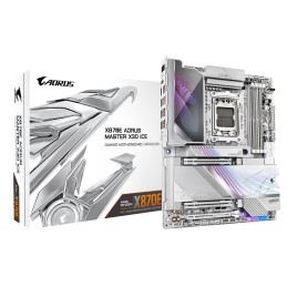 GIGABYTE X870E AORUS MASTER X3D ICE Mainboard – Unterstützt AMD Ryzen 9000 Prozessoren, 18+2+2-Phasen Digital-VRM, bis zu 9000