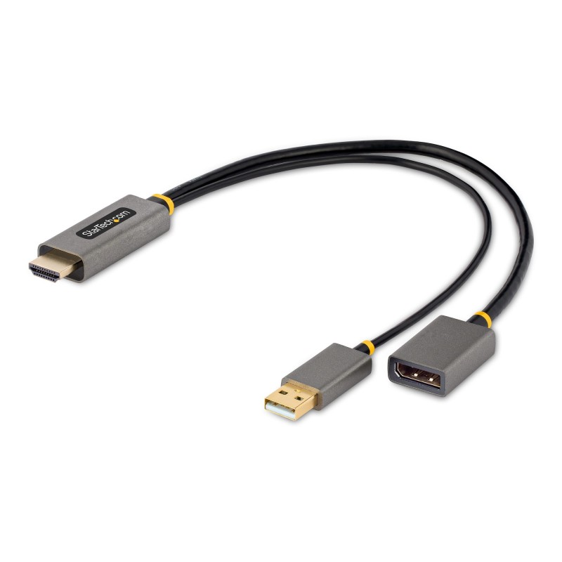 StarTech.com Cable 30cm Adaptador HDMI a DisplayPort - Activo - 4K 60Hz - Conversor HDMI 2.0 a DP 1.2 - HDR - Alimentado por el