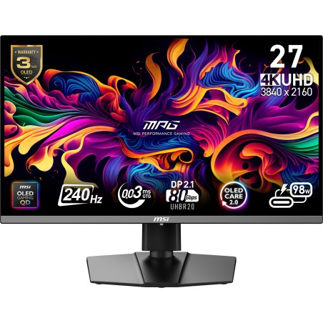 MSI MPG 272URXDE QD-OLED Monitor PC 67,3 cm (26.5") 3840 x 2160 Pixel 4K Ultra HD Nero