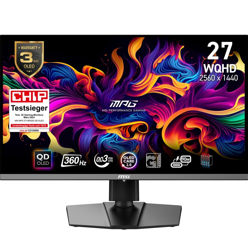 MSI MPG 271QRXDE QD-OLED Monitor PC 67,3 cm (26.5") 2560 x 1440 Pixel Wide Quad HD Nero MSI MPG 271QRXDE QD-OLED Monitor PC 67,3 cm (26.5") 2560 x 1440 Pixel Wide Quad HD Nero