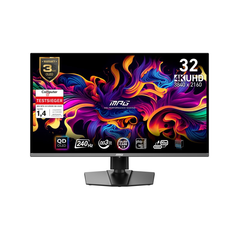 MSI MPG 321URXDE QD-OLED Monitor PC 80 cm (31.5") 3840 x 2160 Pixel 4K Ultra HD Nero MSI MPG 321URXDE QD-OLED Monitor PC 80 cm (31.5") 3840 x 2160 Pixel 4K Ultra HD Nero