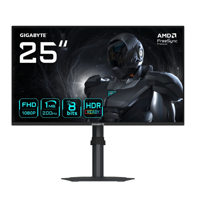 GIGABYTE G25F2 Monitor Gaming 24,5" FHD – 1920 x 1080, 200Hz, 1ms, 300 cd m², DisplayHDR 10, HDMI 2.0, DisplayPort 1.4 GIGABYTE G25F2 Monitor Gaming 24,5" FHD – 1920 x 1080, 200Hz, 1ms, 300 cd m², DisplayHDR 10, HDMI 2.0, DisplayPort 1.4