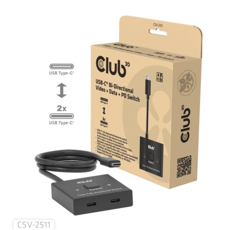 CLUB3D USB-C® Bidirektionaler Video + Daten + PD Switch